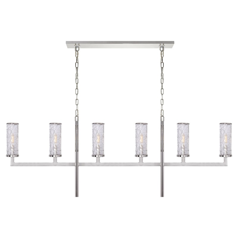 Six Light Linear Chandelier from the Liaison Collection in Polished Nickel Finish by Visual Comfort Signature