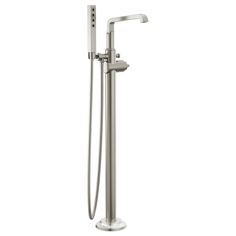 Tub Filler Trim Tetra Floor Mount Less Handle Lumicoat Stainless WaterSense ADA 10 Gallons per Minute