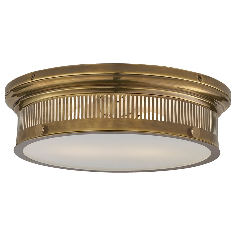 Two Light Flush Mount from the Alderly Collection in Antique-Burnished Brass Finish by Visual Comfort Signature