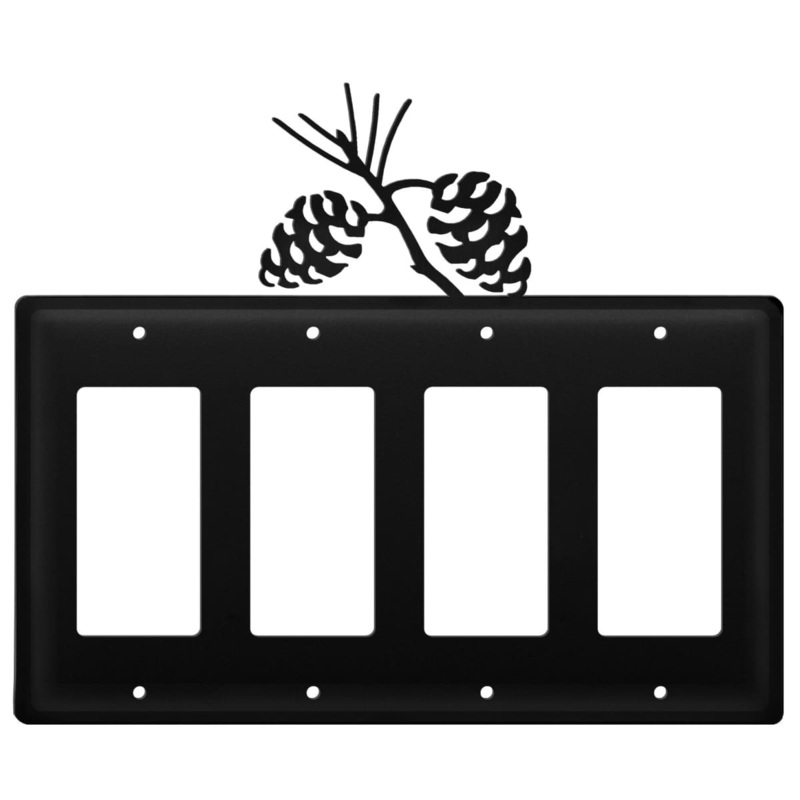 Village Wrought Iron EGGGG-89 Quad Pinecone Quad GFI Cover CUSTOM Product