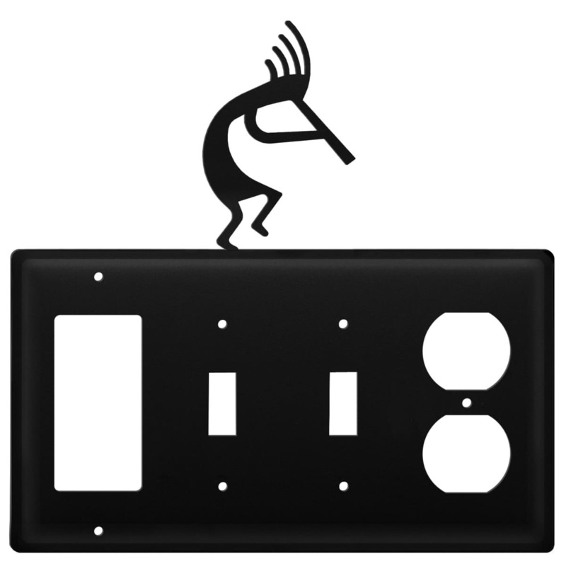 Village Wrought Iron EGSSO-56 Quad Kokopelli Single GFI Double Switch and Single Outlet Cover CUSTOM Product