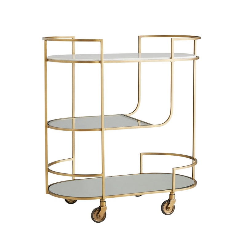 Arteriors 6857 Trainor Bar Cart Antique Brass