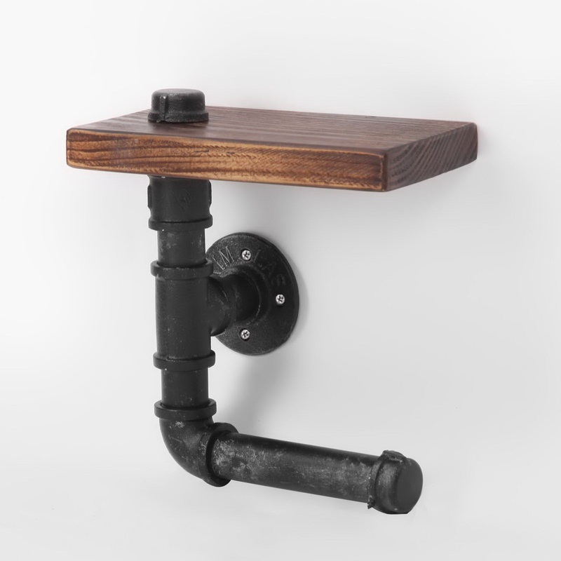Artiss Floating DIY Pipe Shelf Toilet Paper Holder