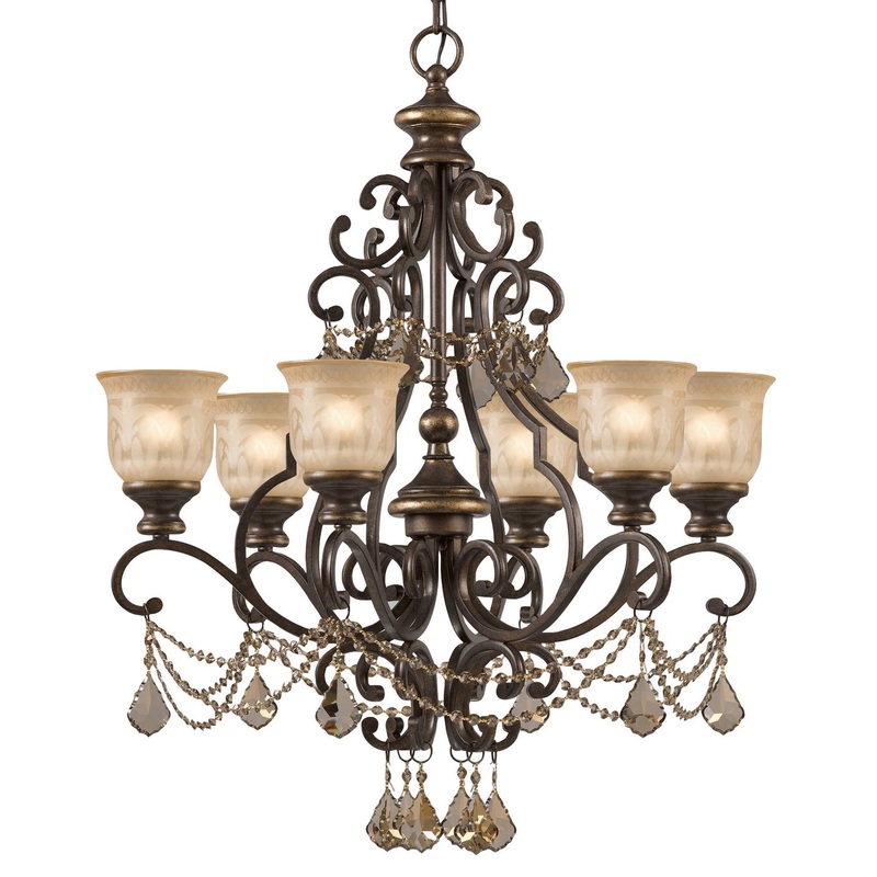 Crystorama 7516-BU-GT-MWP Norwalk Six Light Chandelier Bronze Umber