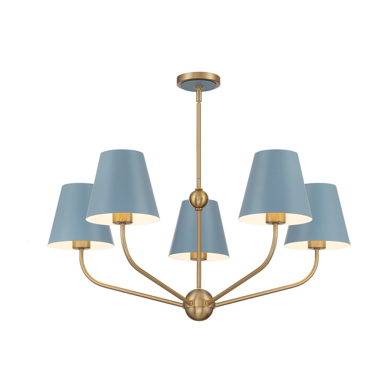 Five Light Chandelier from the Xavier Collection in Vibrant Gold/Blue Finish by Crystorama