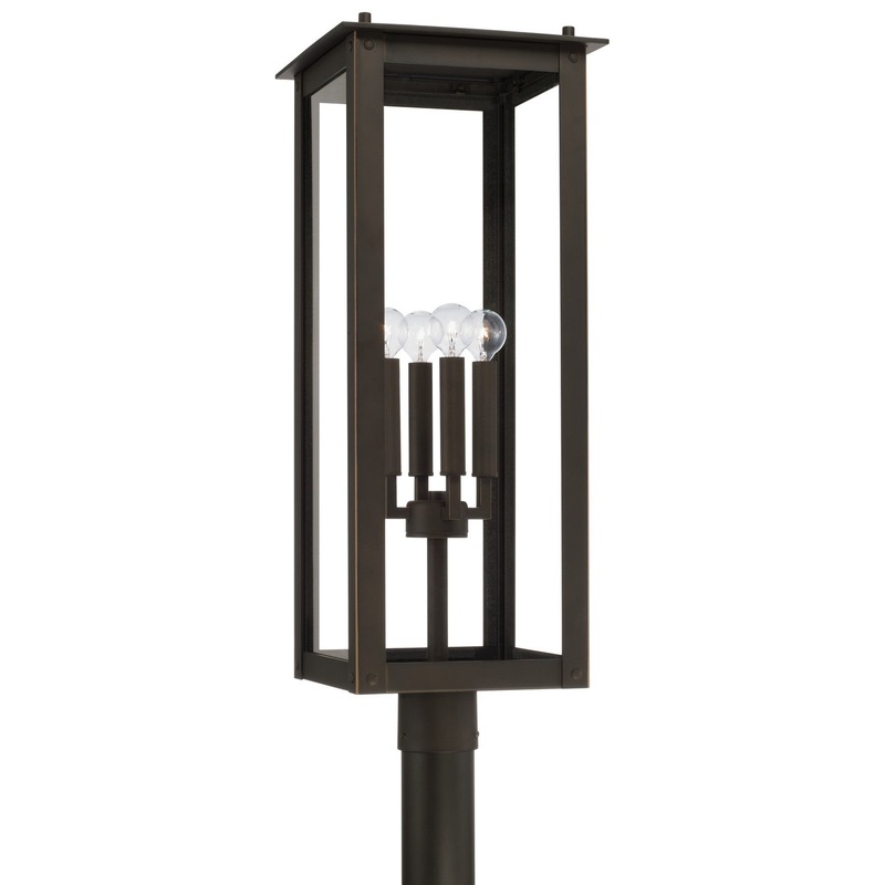 Four Light Outdoor Post-Lantern from the Hunt Collection in Oiled Bronze Finish by Capital Lighting