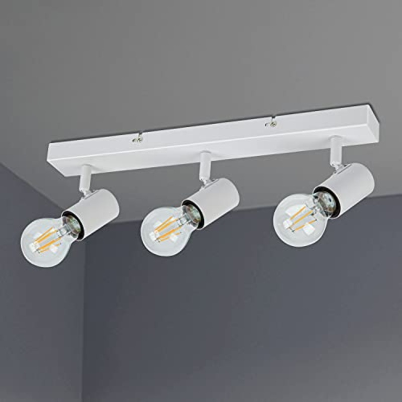 Kimjo Lampada da soffitto Orientabili, Bianco Plafoniera da Soffitto con 3 Faretti, Non Incluse ma Adatta per Lampadine E27, Max Non pi di 60W, Lampadario LED Moderna da soffitto per Camera Salotto