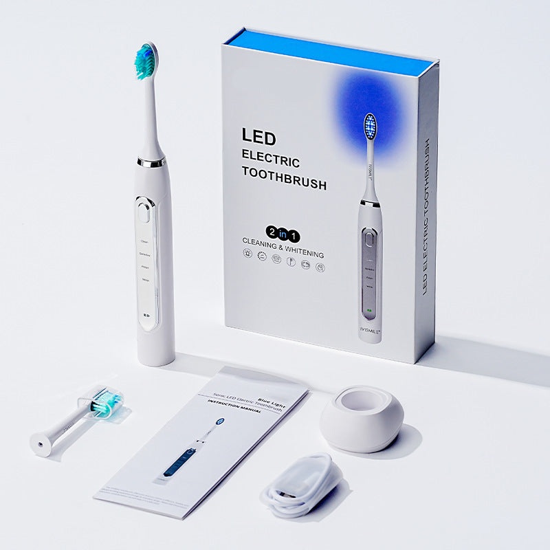 LED Sonic Electric Toothbrush – 2-in-1 Cleaning & Whitening, 4 Modes(white)