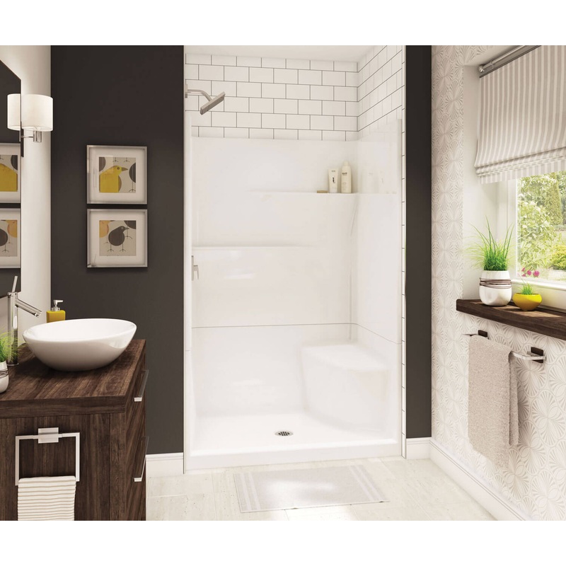 MAAX 105596-000-002-002 Gallery SH-4834 AcrylX Alcove Center Drain Two-Piece Shower in White