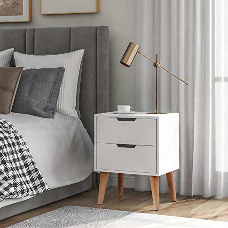 Q-HL Comodino Set di 2 Comodini in Stile Nordico Comodino Comodino con 2 Cassetti con Impugnatura da Incasso per La Camera da Letto Soggiorno – 45 * 35 * 56,5 Cm