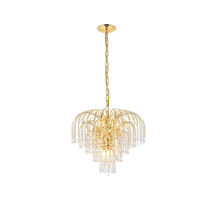 Six Light Pendant from the Falls Collection in Gold Finish by Elegant Lighting