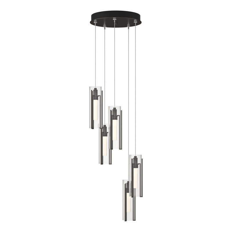 Exos Glass 5-Light Pendant Oil Rubbed Bronze Clear Glass (ZM)