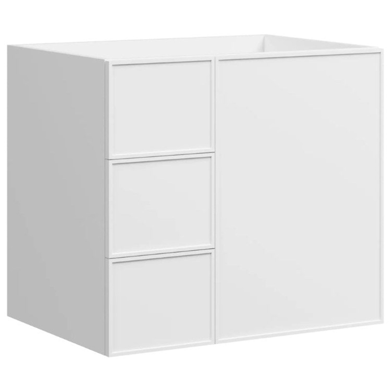 Freestanding Vanity Natick 30 Inch Center Bowl Drawer on Left White Satin 1 Doors Thin Line Shaker