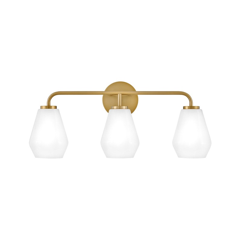 LED Vanity from the Gio Collection in Lacquered Brass Finish by Lark