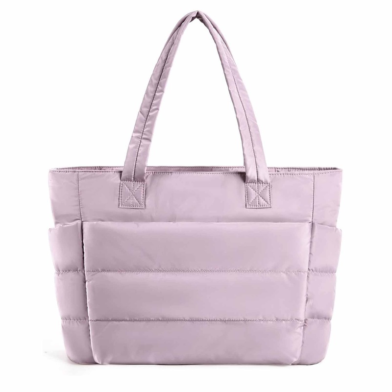 Light Purple Large Capacity Nylon Tote Bag for Women – Fashionable Travel Shoulder & Crossbody Handbag