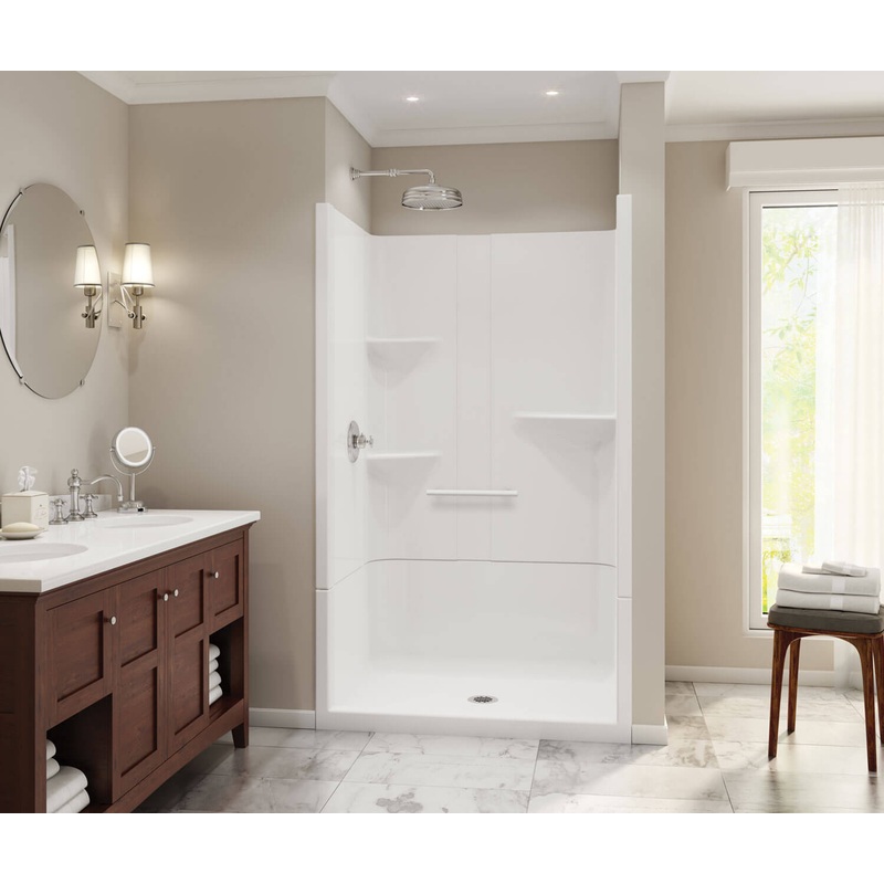 MAAX 105919-S-000-001- Camelia SH-4834 Acrylic Alcove Center Drain Two-Piece Shower in White