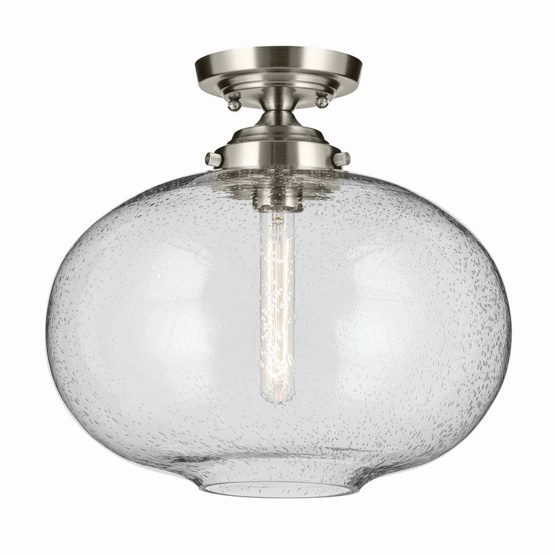 One Light Semi Flush Mount from the Avery Collection in Brushed Nickel Finish by Kichler