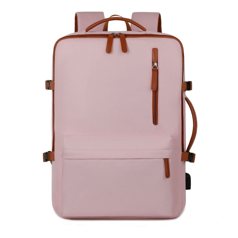 Pink Expandable Laptop Backpack with USB Port – Stylish Travel & Business Daypack