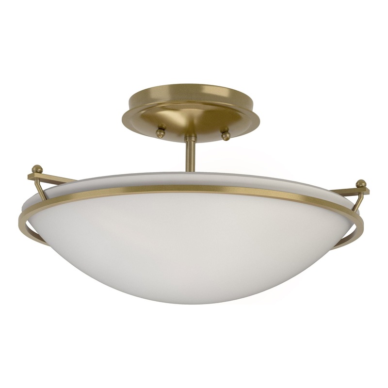 Plain Small Semi-Flush Modern Brass Opal Glass (GG)