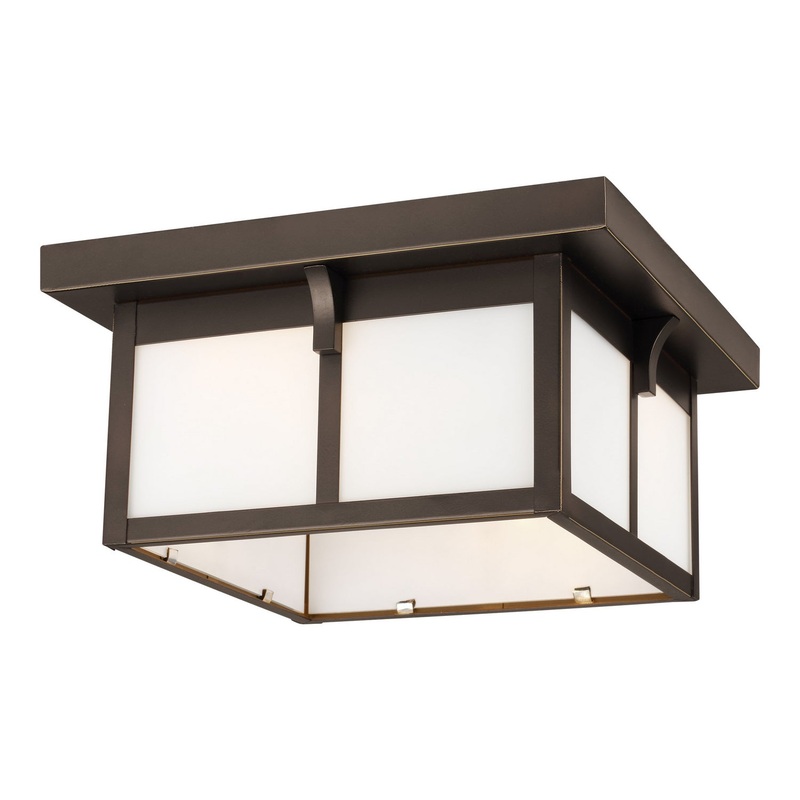 Two Light Outdoor Flush Mount from the Tomek Collection in Antique Bronze Finish by Generation Lighting
