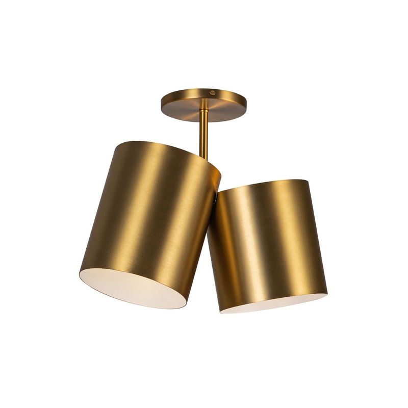 Two Light Semi-Flush Mount from the Keiko Collection in Brushed Gold Finish by Kuzco Lighting