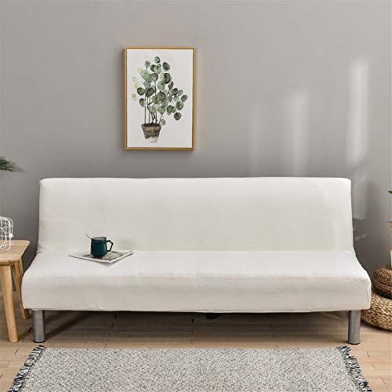 Copridivano Clic Clac 3 Posti Senza Braccioli Impermeabile, Fodera per Divano Letto Pieghevole, Fodera per Elastici Futon (Bianca)
