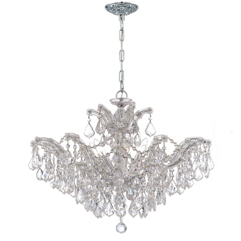 Crystorama 4439-CH-CL-MWP Maria Theresa Six Light Chandelier Polished Chrome