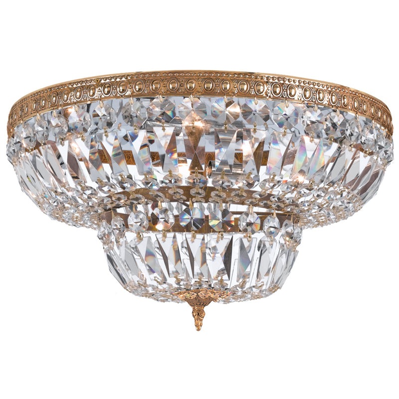 Crystorama 730-OB-CL-S Ceiling Mount Eight Light Flush Mount Olde Brass
