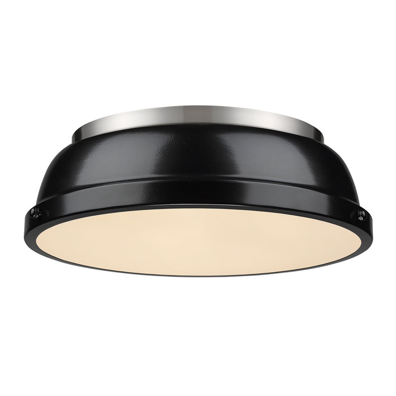 Duncan 14″ Flush Mount in Pewter with a Black Shade