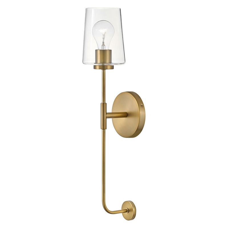 Kline Large Single Light Tall Sconce Lacquered Brass