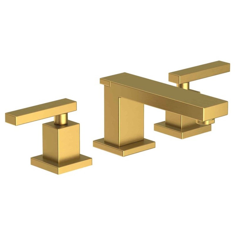 Lavatory Faucet Skylar Widespread 8 to 20 Inch Spread 2 Lever ADA WaterSense Satin Brass PVD 1.2 Gallons per Minute Pop-Up 3 Hole