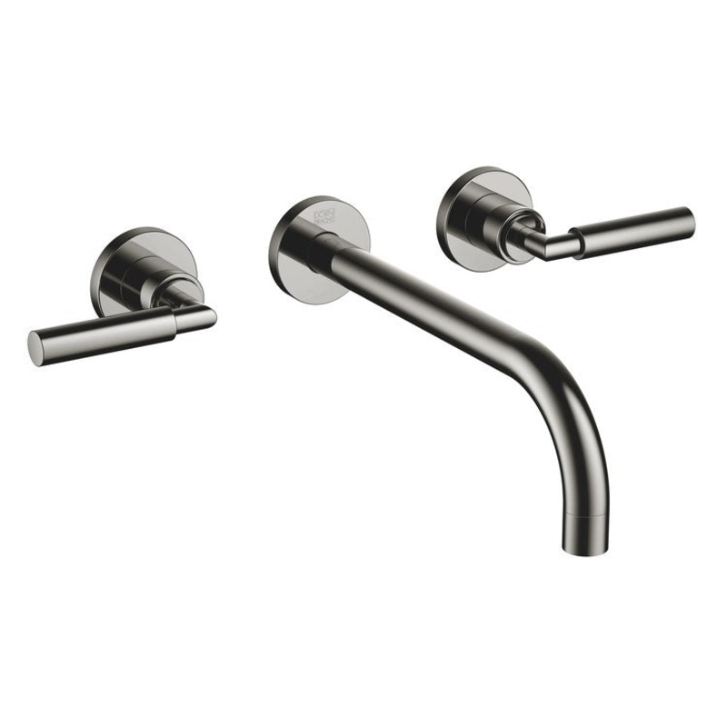 Lavatory Faucet TARA Wall Mount Mixer 2 Lever ADA WaterSense Dark Chrome 1.2 Gallons per Minute Less Drain 3 Hole