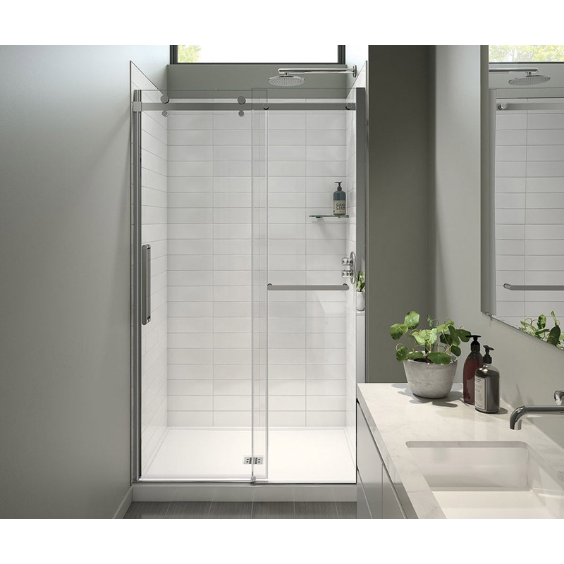 MAAX 138954-900-084-000 Halo Pro 44 -47 x 78  in. 8 mm Sliding Shower Door with Towel Bar for Alcove Installation with Clear glass in Chrome