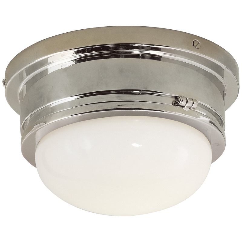 One Light Flush Mount from the Marine Collection in Polished Nickel Finish by Visual Comfort Signature