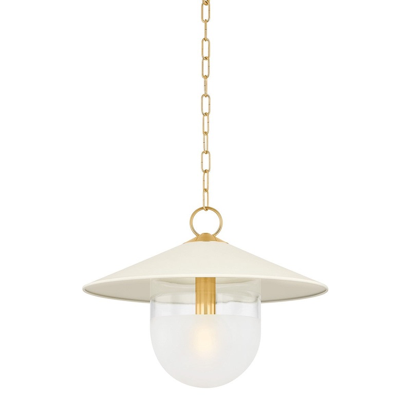 One Light Pendant from the Ressi Collection in Aged Brass/Soft Cream Finish by Mitzi