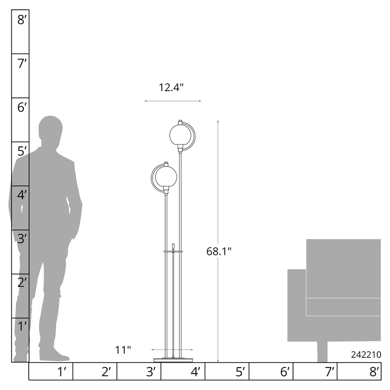 Pluto Floor Lamp White Clear Glass (ZM)