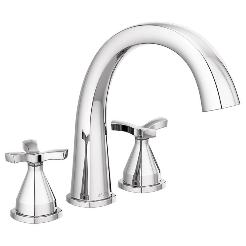 Roman Tub Trim Stryke 2 Helo Lumicoat Chrome WaterSense ADA 3 Hole