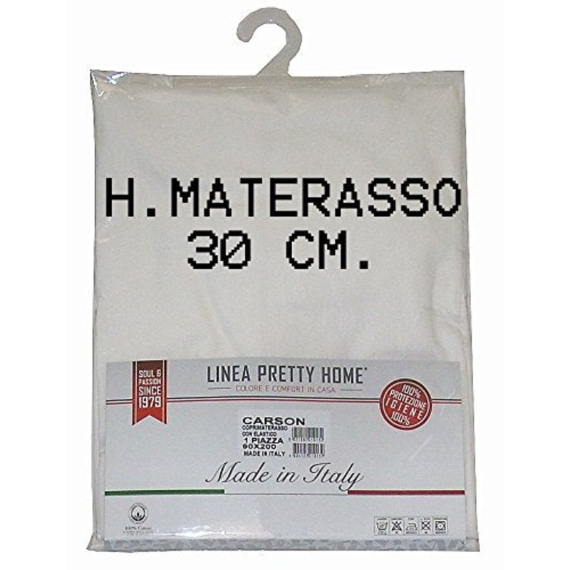 Tata Home Coprimaterasso Peterson Maxi con Angoli ed Elastici Sanforizzato 100% Cotone Misura 2 Piazze Matrimoniale cm 180X200 Altezza Materasso cm 30 Made in Italy