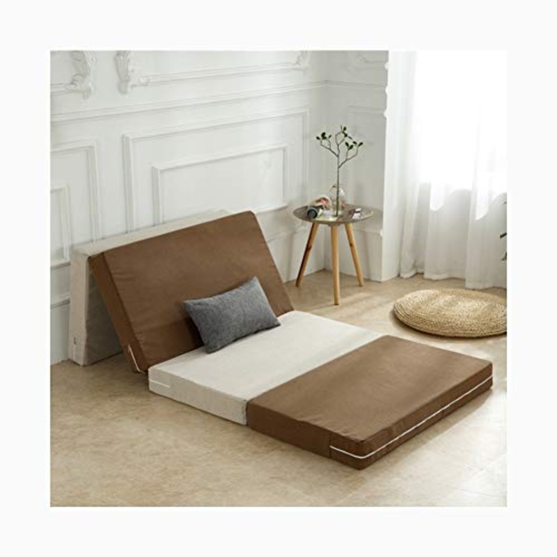 YANGLY 8 Centimetri di Spessore Materasso Pieghevole Multifunzione 4 Fold Materasso for I Giochi di Gioco, Picnic, Yoga, Tatami (Color : Striped Brown, Size : 35x79inch)