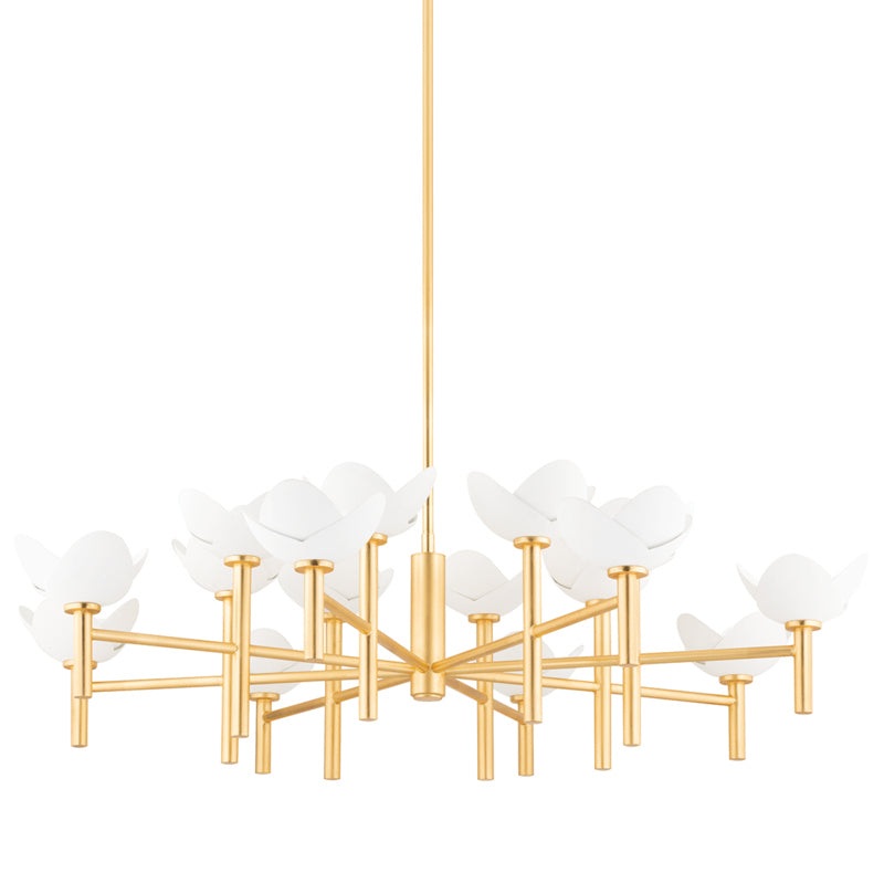 16 Light Chandelier from the Dawson Collection in Gold Leaf/White Plaster Finish by Hudson Valley