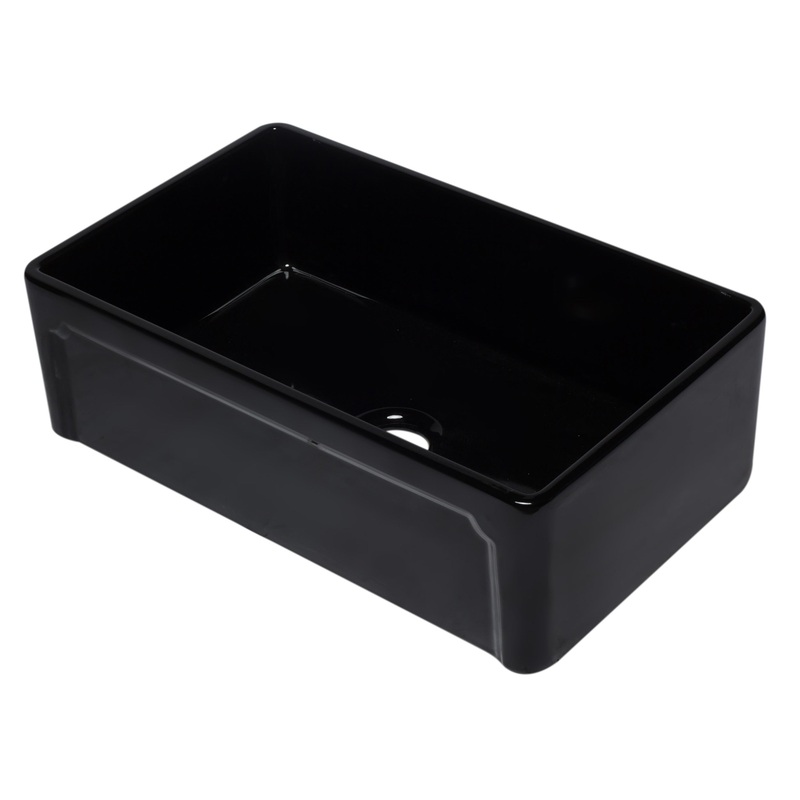 ALFI brand AB3320SB-BG 33 inch Black Reversible Single Fireclay Farmhouse Kitchen Sink