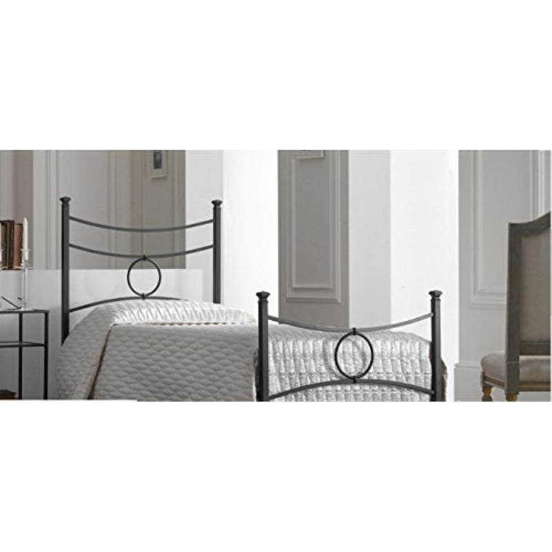 Bed Store Letto Singolo in Ferro BATTUTO Modello Conca Colore Nero Grafite