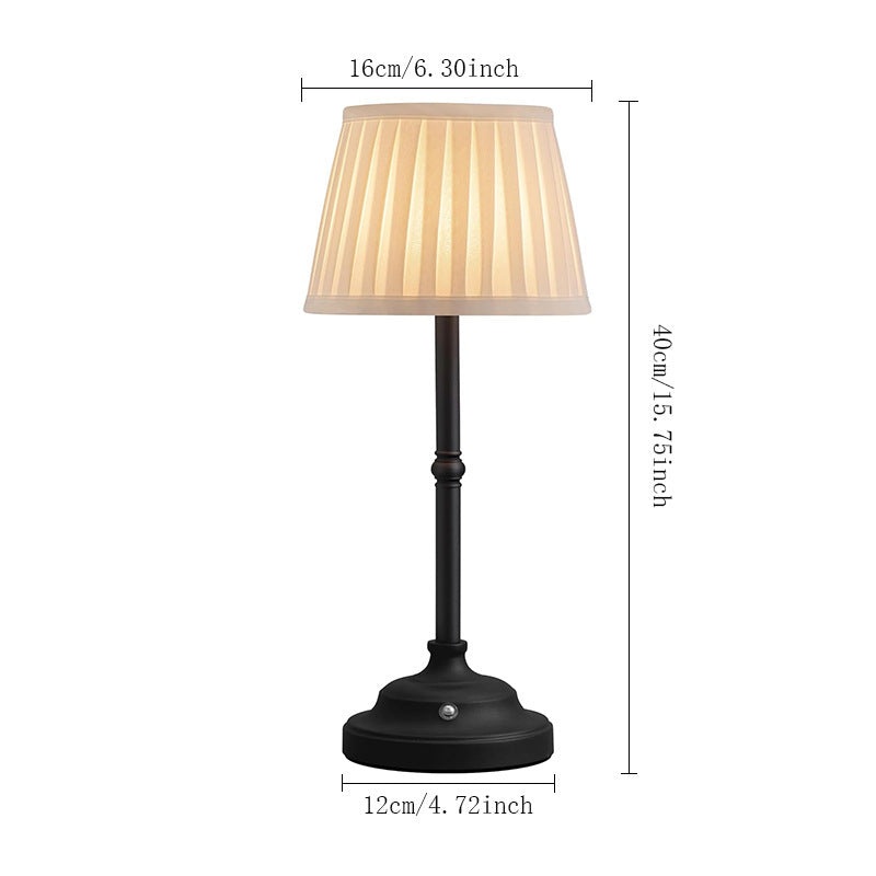 Black and White Elegant Rechargeable Fabric Shade LED Lamp – Cordless Touch Stepless Dimmable Table Light