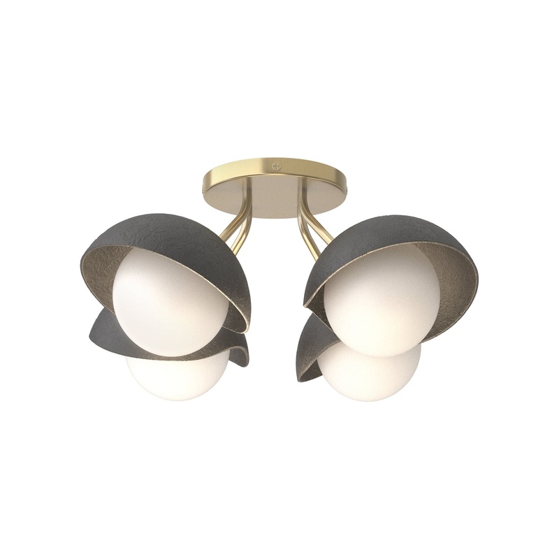 Brooklyn 4-Light Single Shade Semi-Flush Modern Brass Black