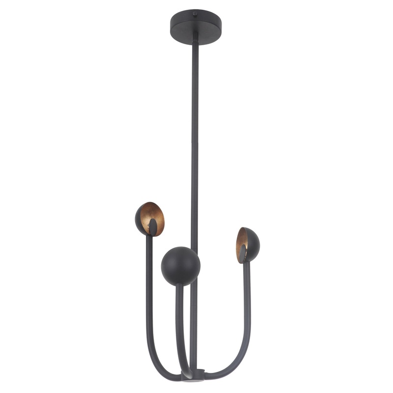 Craftmade 49223-MBKGL-LED Foundry Three Light Chandelier Matte Black/Gold Leaf (Discontinued)