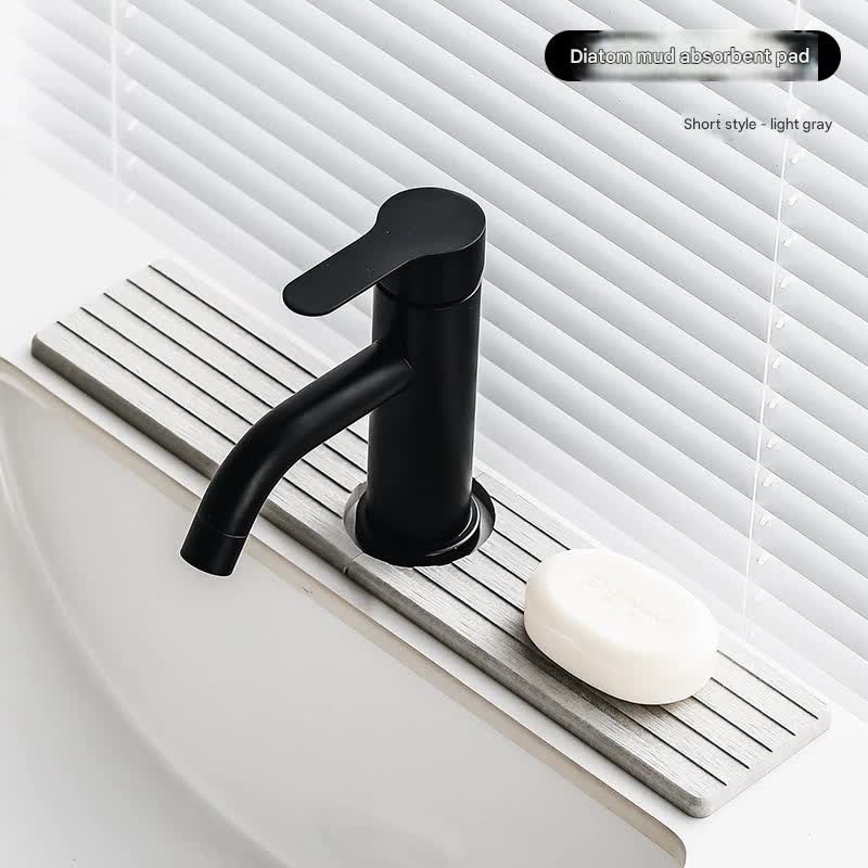 Diatom Mud Faucet Splash Guard & Absorbent Mat – Quick Dry, Non-Slip Sink Organizer(light grey)
