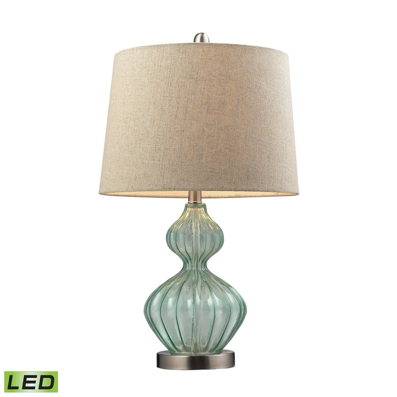 ELK Home D141-LED Smoked Glass LED Table Lamp Light Green