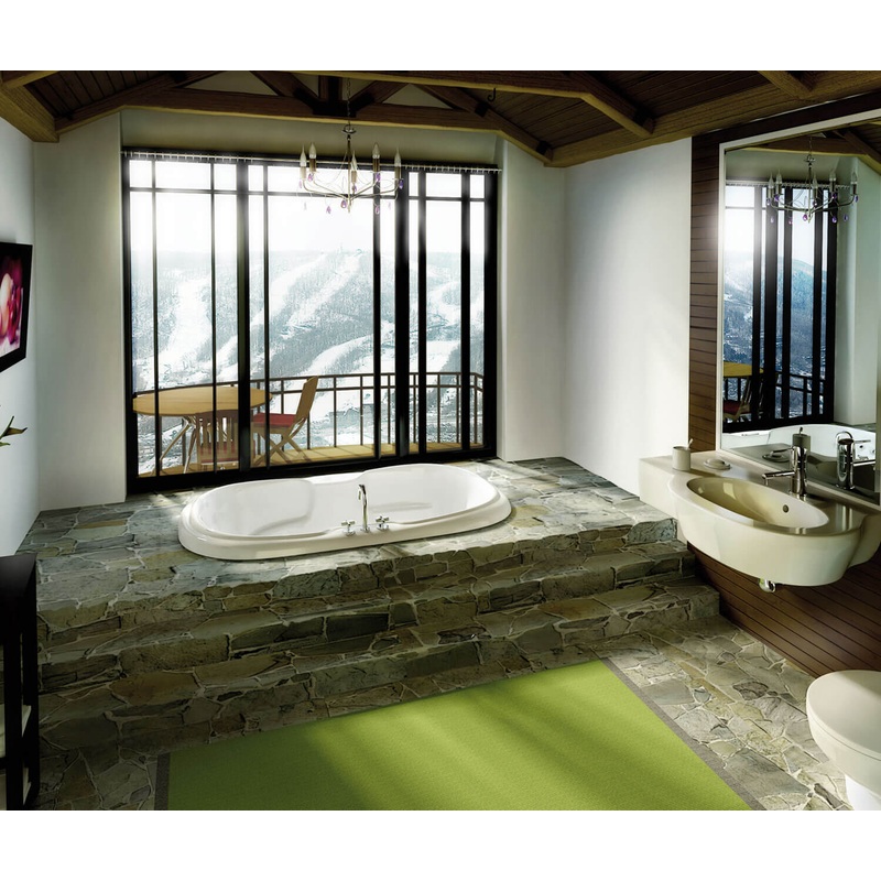 MAAX 101059-094-001-100 Calla 7242 Acrylic Drop-in Center Drain Combined Hydromax & Aerofeel Bathtub in White
