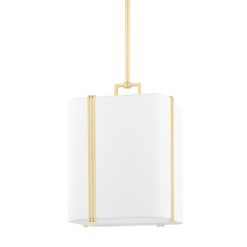One Light Pendant from the Downing Collection in Aged Brass Finish by Hudson Valley