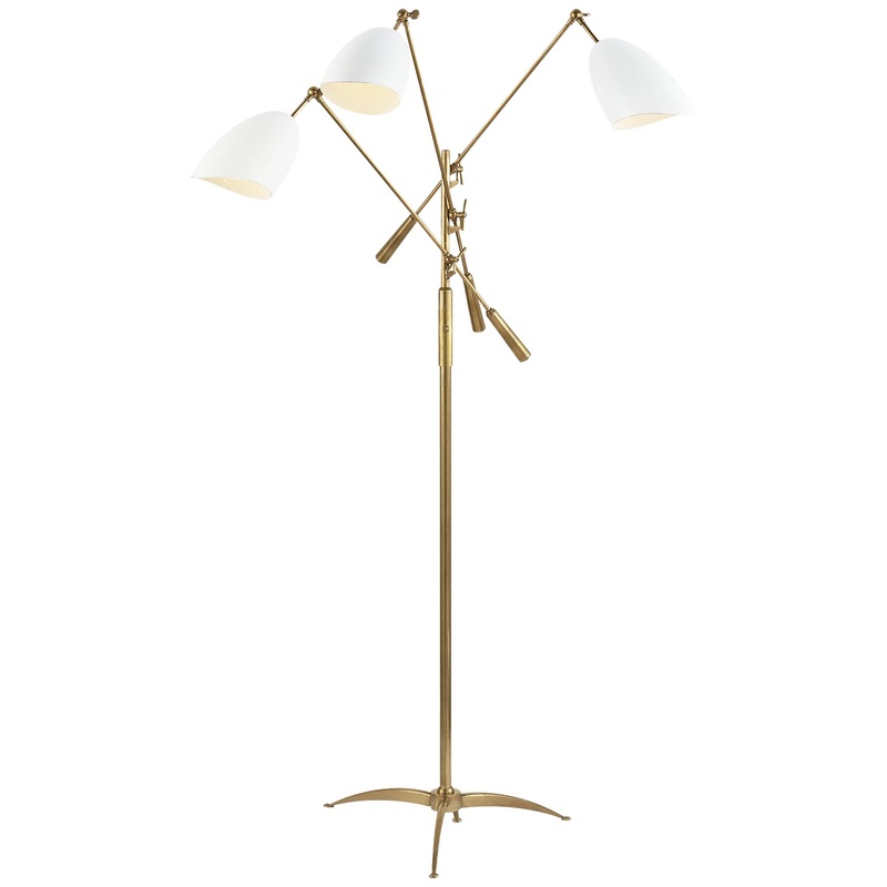 Three Light Floor Lamp from the Sommerard Collection in Hand-Rubbed Antique Brass And White Finish by Visual Comfort Signature